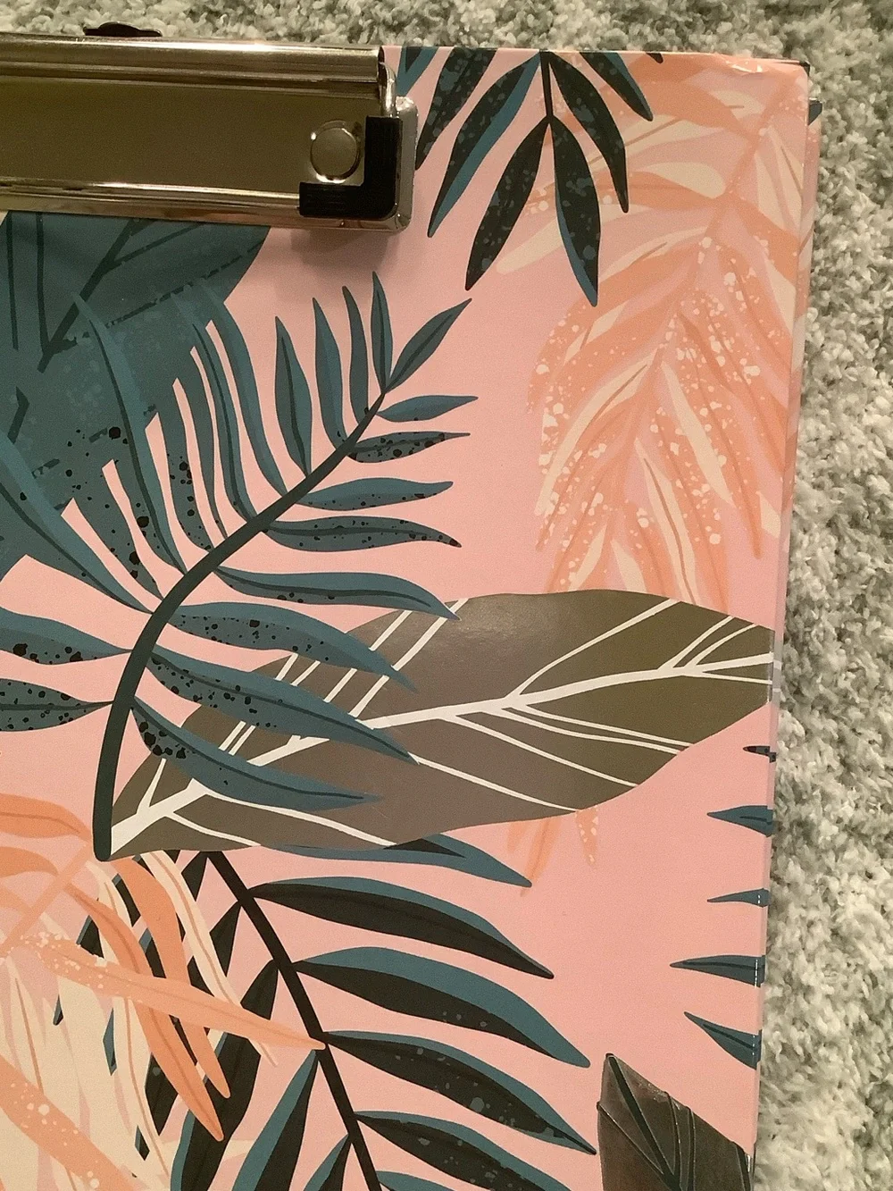 Tropical Leaf Pattern Clipboard Notebook Portfolio- Pink & Teal NWT 12.50” x 9”